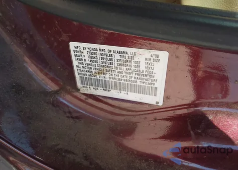 2008 Honda Odyssey Ex from USA, damaged, VIN 5FNRL38418B065556